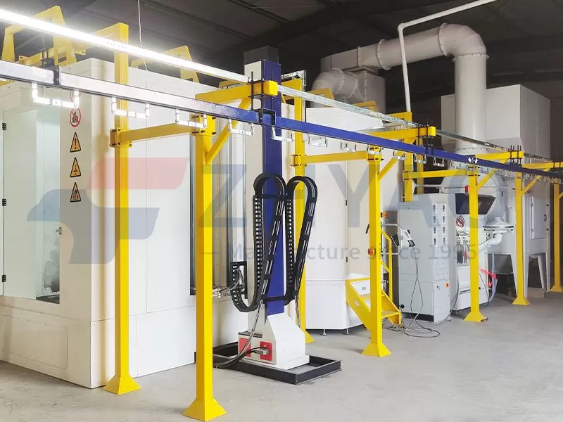 Fast Color Change Powder Coating Booth With Large Cyclone Recovery System