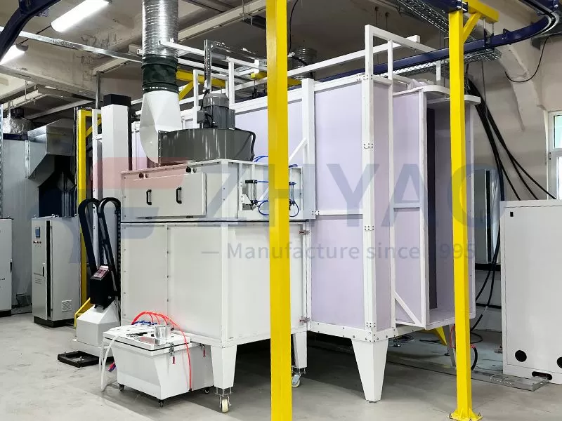 Manual Color Change Powder Coating Booth With Recovery Filter System