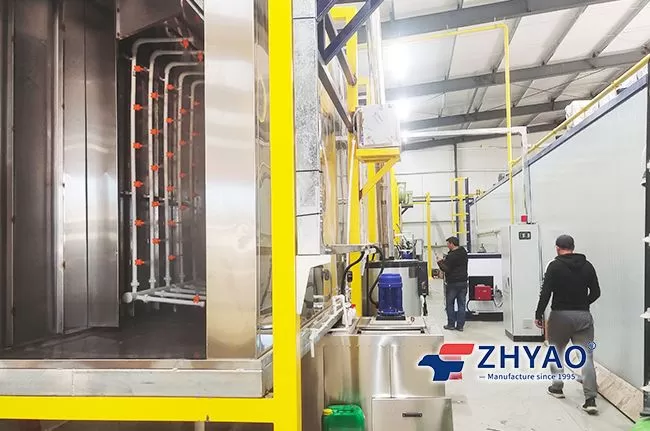 Is it cost-effective to use an automated spray line for spraying home appliance exterior panels?