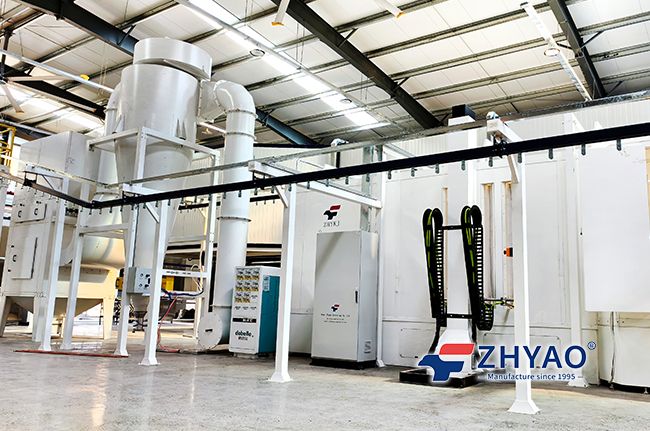 Powder coating line for electrical cabinets